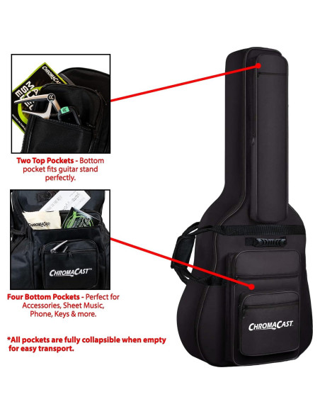 Funda Acolchada ChromaCast para Guitarra Acústica 6 Bolsillos