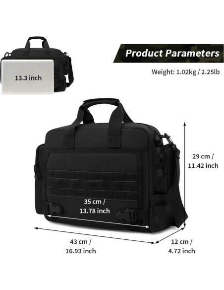 Maletín Táctico CamGo para Laptop 34x10x26cm Negro