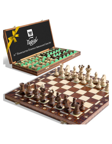 Juego de Ajedrez Wegiel Embajador Madera 54,86 cm Hecho a Mano