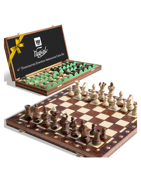 Juego de Ajedrez Wegiel Embajador Madera 54,86 cm Hecho a Mano