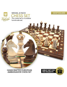 Juego de Ajedrez Wegiel Embajador Madera 54,86 cm Hecho a Mano 2