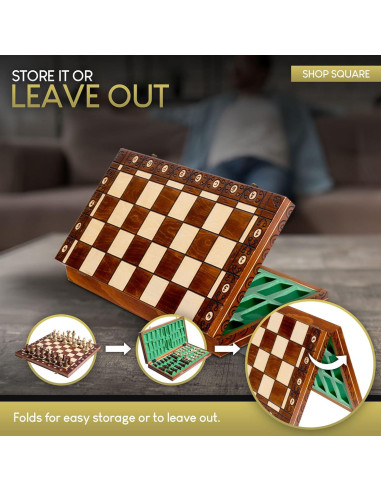 Juego de Ajedrez Wegiel Embajador Madera 54,86 cm Hecho a Mano