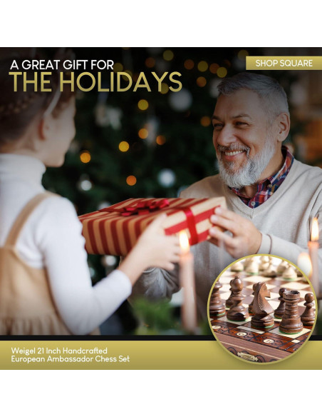 Juego de Ajedrez Wegiel Embajador Madera 54,86 cm Hecho a Mano