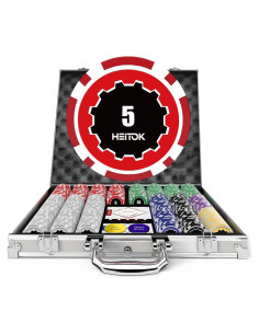 Juego de Póker HEITOK 500 Fichas y 2 Barajas de Cartas