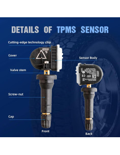 Sensor TPMS MACAX 4 Pcs Monitoreo Neumáticos 15-65 PSI 2