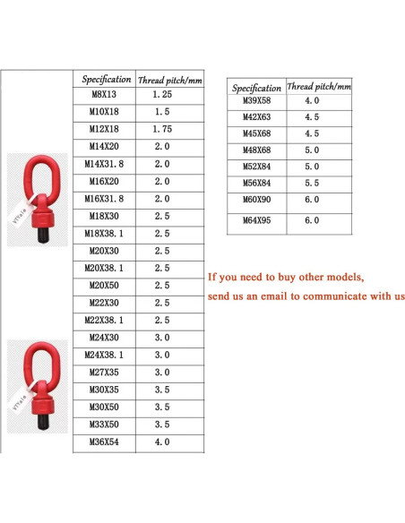 4 Piezas Ojal Giratorio G80 M12 x 18 Acero Aleado 1Ton