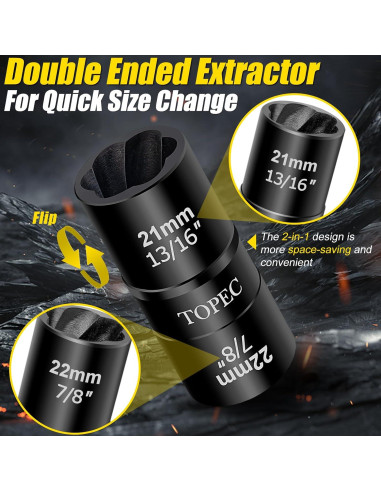 Kit de Eliminación de Tuercas Topec Flip 5 Piezas 17-27mm