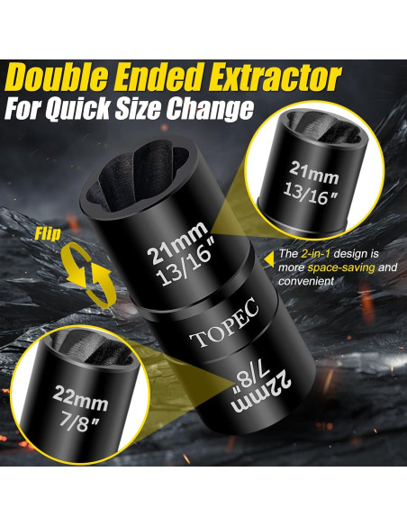 Kit de Eliminación de Tuercas Topec Flip 5 Piezas 17-27mm