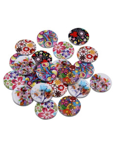 Botones de Madera Redondos Mahaohao 25mm 50 Piezas Colores Mixtos