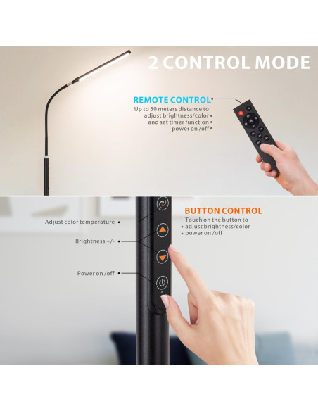 Lámpara de Pie LED Xxean D302 18W Regulable 70 cm Control Remoto