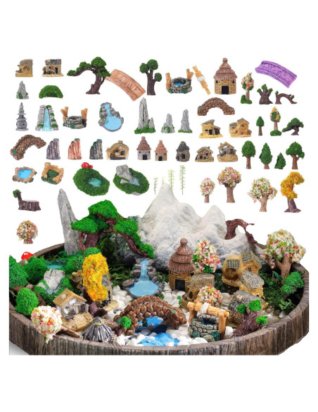 Set Miniaturas Jardín 58 Piezas Canlierr para Decoración DIY