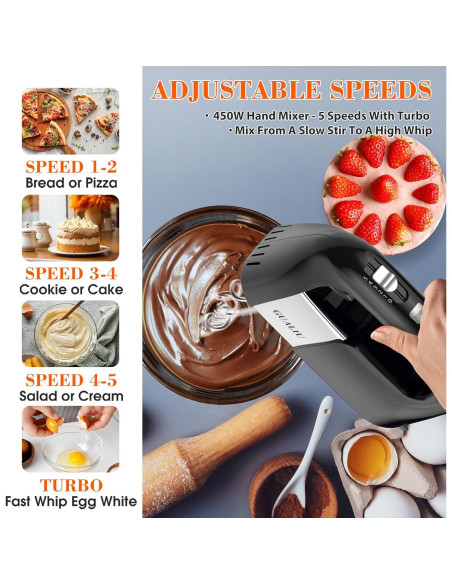 Mezclador de Mano Eléctrico GUALIU CX-6681 450W 5 Velocidades