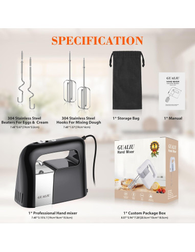 Mezclador de Mano Eléctrico GUALIU CX-6681 450W 5 Velocidades