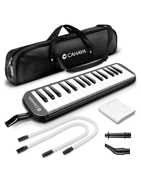 Melodica CAHAYA 32 Teclas Negro con Bolsa y Tubos