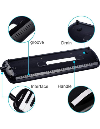 Melodica CAHAYA 32 Teclas Negro con Bolsa y Tubos