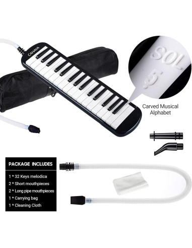 Melodica CAHAYA 32 Teclas Negro con Bolsa y Tubos