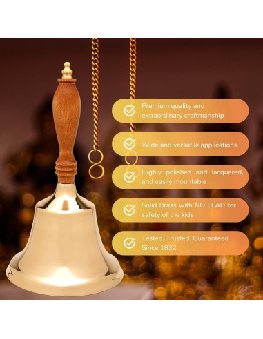 Campana de Mano de Latón Bevin Bells | 2HB | Mango de Madera