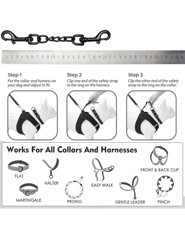 Clip de Seguridad para Collar de Perro DEYACE 20cm Negro