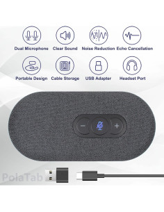 Altavoz USB PolaTab PT-S58 con Micrófono 360 y Cancelación de Ruido 2