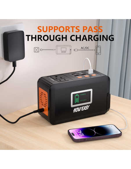 Estación de Energía Portátil HOWEASY 88Wh, 150W AC/DC/USB