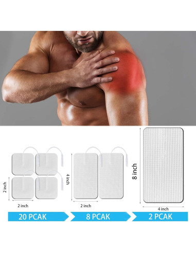 Pads Electrodos TENS Melede 30 PCS Reutilizables 3 Tamaños