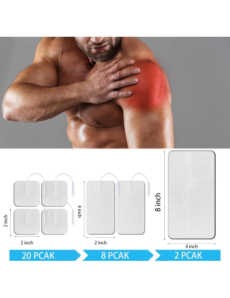 Pads Electrodos TENS Melede 30 PCS Reutilizables 3 Tamaños