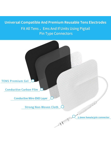 Pads Electrodos TENS Melede 30 PCS Reutilizables 3 Tamaños