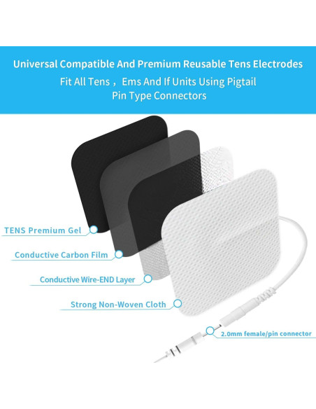 Pads Electrodos TENS Melede 30 PCS Reutilizables 3 Tamaños