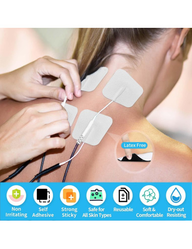 Pads Electrodos TENS Melede 30 PCS Reutilizables 3 Tamaños