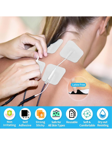 Pads Electrodos TENS Melede 30 PCS Reutilizables 3 Tamaños