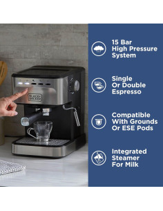 Máquina de Espresso BLACK+DECKER 15 Bar con Espumador 2