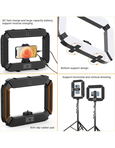 ULANZI Video Rig Smartphone con Luz de Anillo 8500K