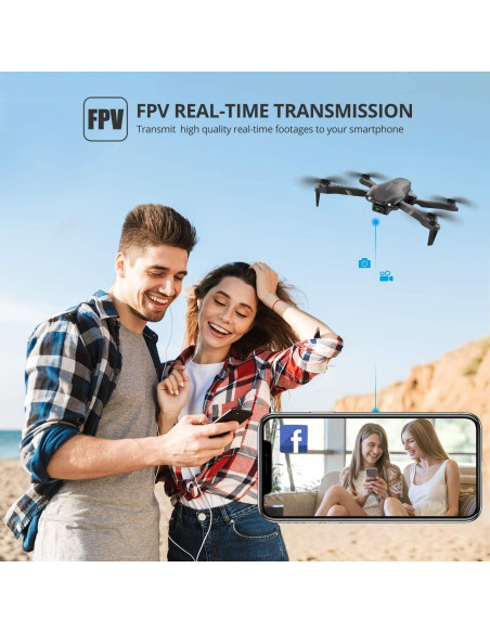 DRONEEYE 4DV13 Dron con cámara FPV HD 1080P, 2 baterías