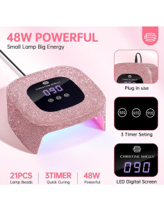 Lámpara de Uñas LED UV CHRISTINE SHELLY 48W Rosa Diamante 2