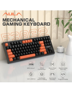 Teclado mecánico AULA F3032 compacto USB retroiluminado 2