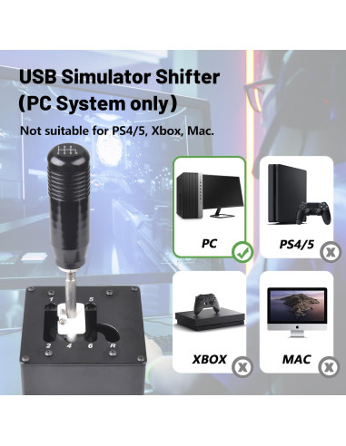 Simulador de PC USB CNRAQR Shifter 6+R para Volantes