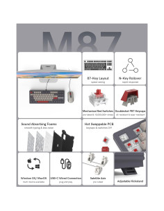 Teclado Mecánico Womier M87 TKL RGB 87 Teclas USB C 2