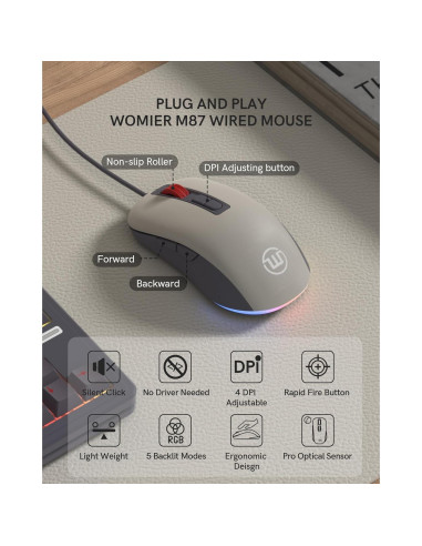 Teclado Mecánico Womier M87 TKL RGB 87 Teclas USB C