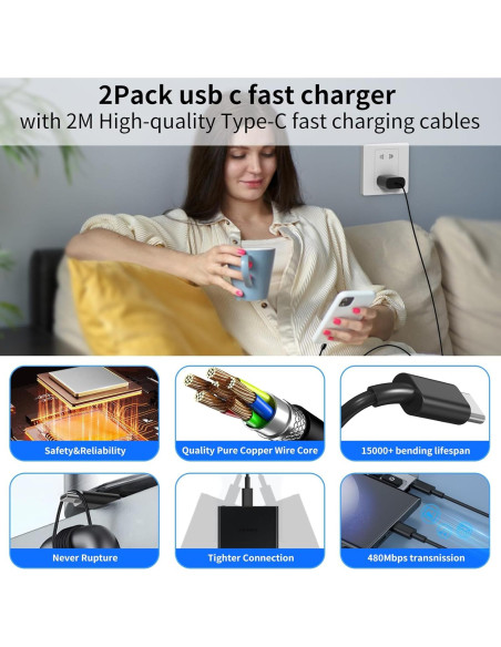 Cargador Rápido 25W USB C WILLOWHEN con Cable 6FT