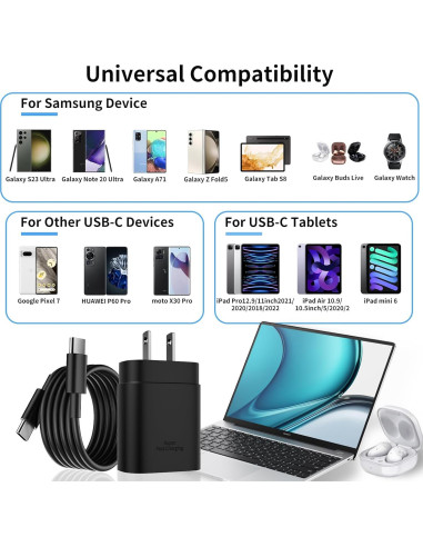 Cargador Rápido 25W USB C WILLOWHEN con Cable 6FT