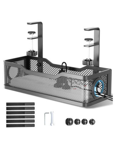 Bandeja de gestión de cables Orapoke negra para escritorio