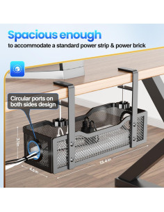 Bandeja de gestión de cables Orapoke negra para escritorio 2