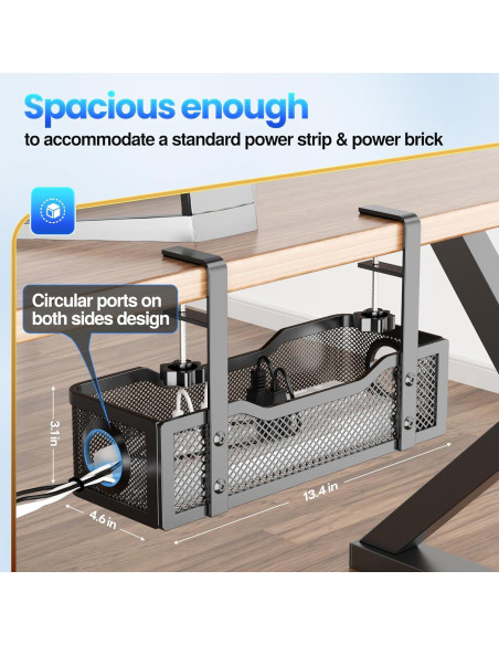 Bandeja de gestión de cables Orapoke negra para escritorio