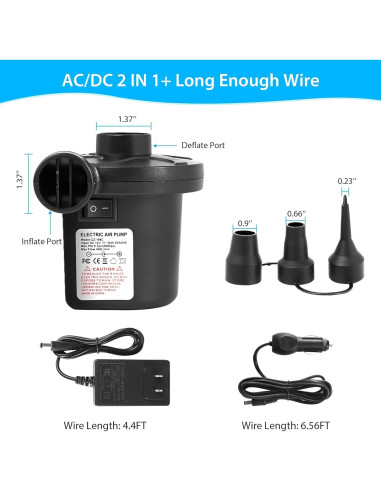 Bomba de Aire Eléctrica DHPTEK CZ-198C 5000 Pa 400 L/min