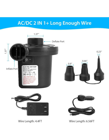 Bomba de Aire Eléctrica DHPTEK CZ-198C 5000 Pa 400 L/min