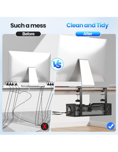 Bandeja de gestión de cables Orapoke negra para escritorio
