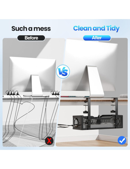 Bandeja de gestión de cables Orapoke negra para escritorio