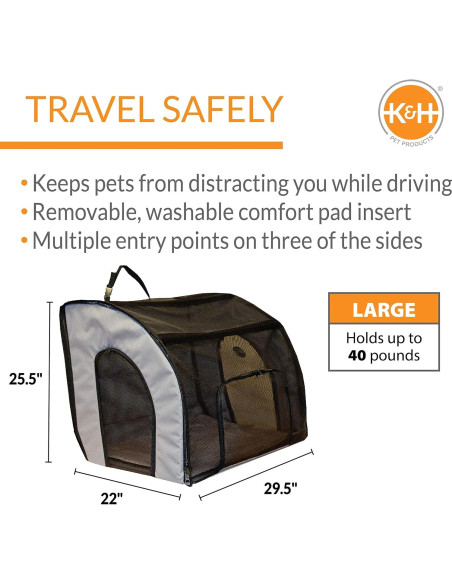 Asiento de Coche para Perros K&H Grande 74.9x55.9x64.8cm