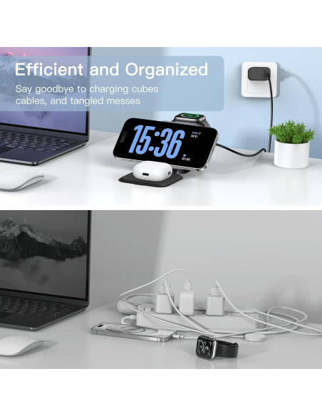 Cargador Inalámbrico 3 en 1 KEEPRO Plegable 21W para iPhone