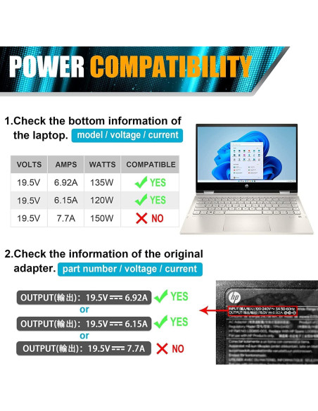 Cargador 135W HP Adaptador CA para Spectre y Omen